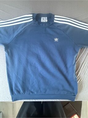 adidas Navy Crewneck Sweatshirt with White 3-Stripes